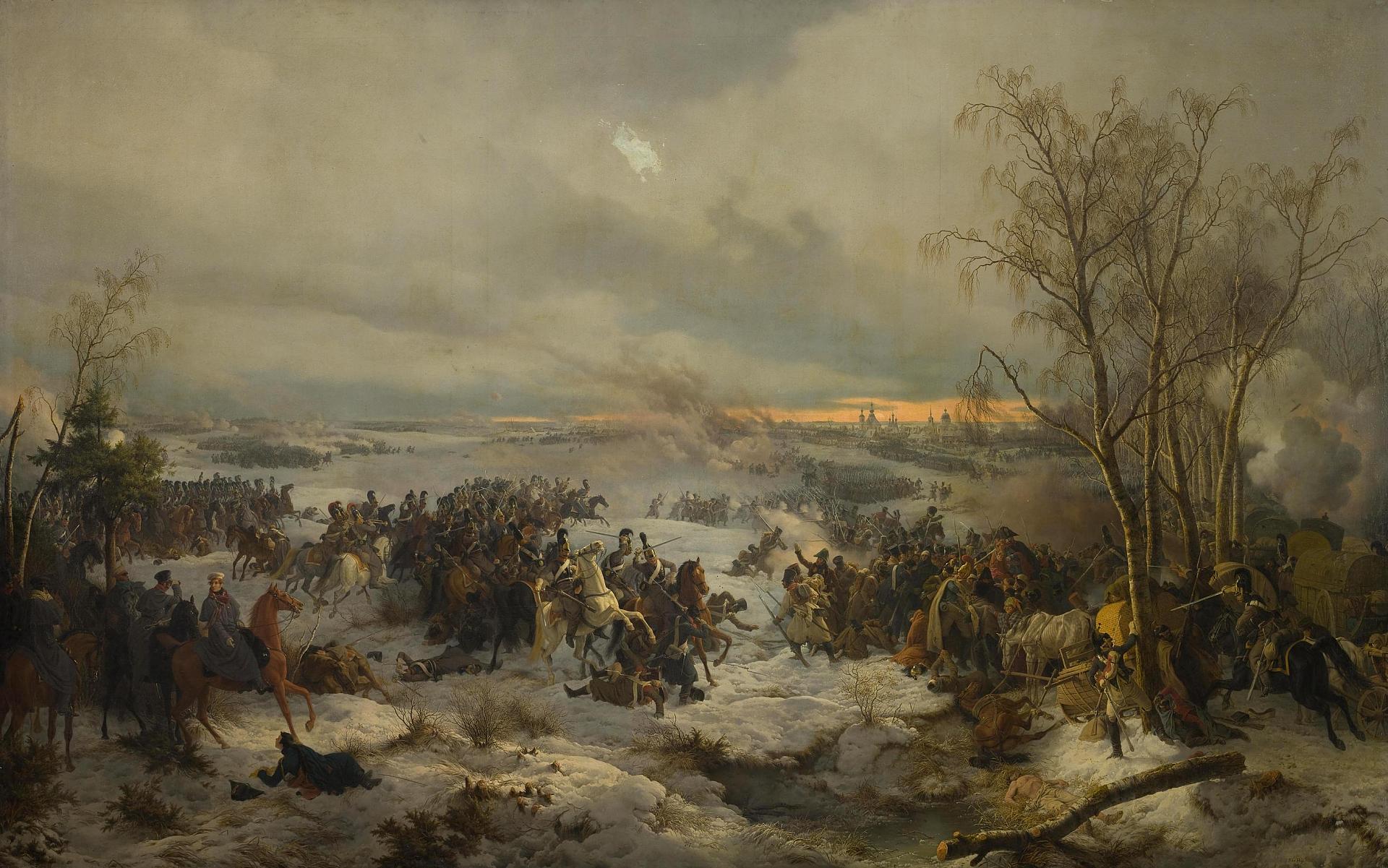 The Battle of Krasny on 5 (17) November 1812, vintage artwork by Peter von Hess, 12x8" (A4) Poster