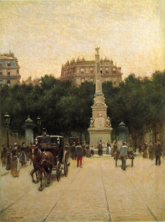 A Boulevard in Paris, vintage artwork by Paul Cornoyer, 12x8" (A4) Poster