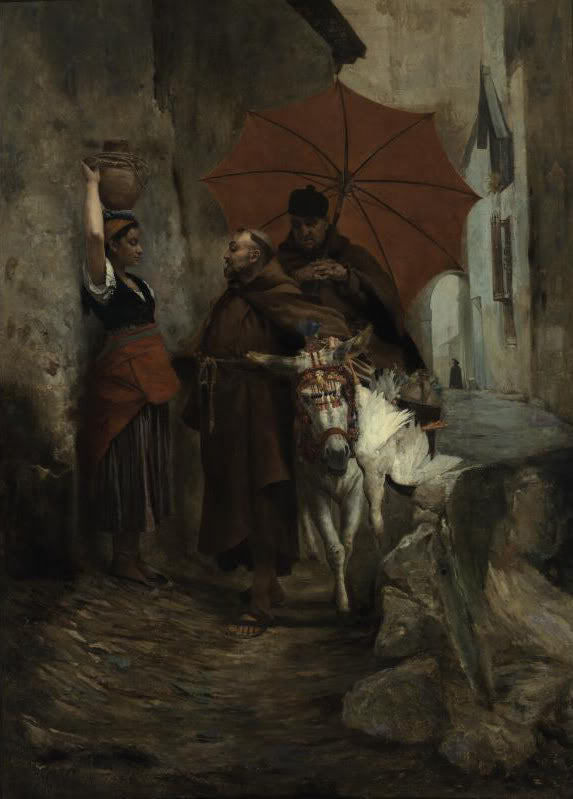 The Distraction, vintage artwork by Jehan-Georges Vibert, 12x8" (A4) Poster