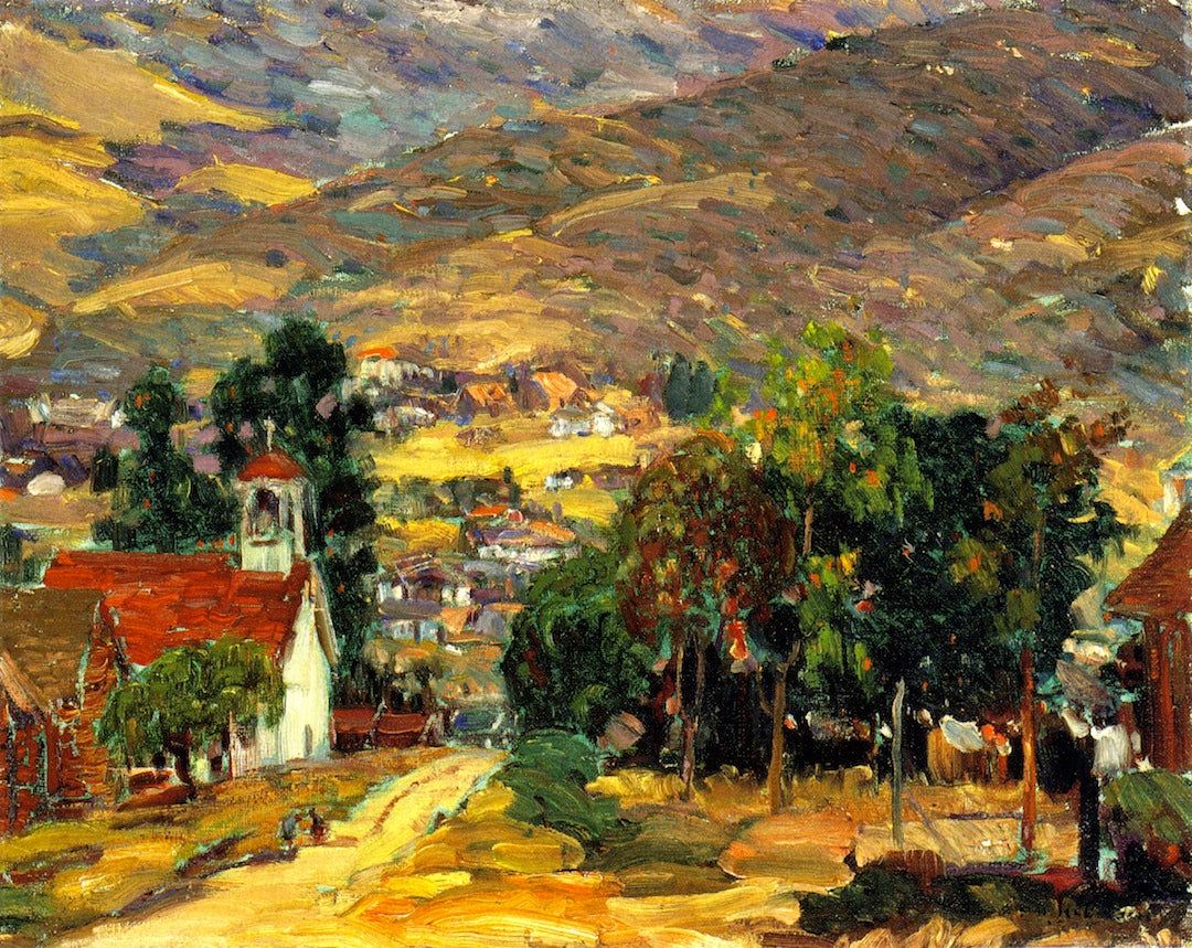 Foothill Village, vintage artwork by Joseph Kleitsch, 12x8" (A4) Poster