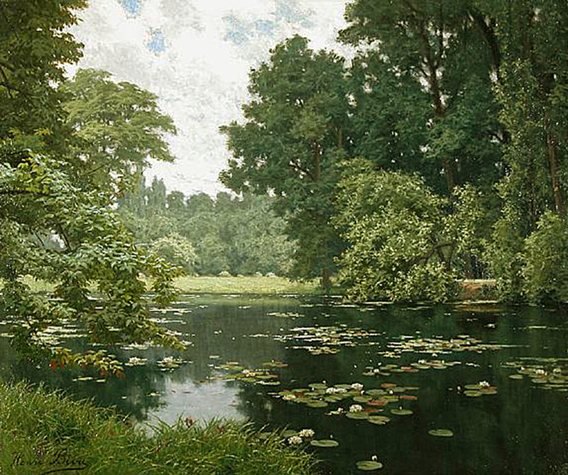 Étang en Ile de France, vintage artwork by Henri Biva, 12x8" (A4) Poster