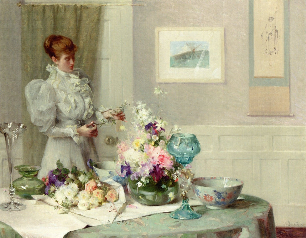 The Flower Arranger, vintage artwork by Sir William Llewellyn, 12x8" (A4) Poster