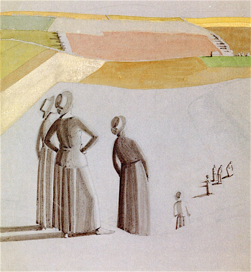 Figure Group in a Landscape, Italy by Winifred Knights,16x12(A3) Poster