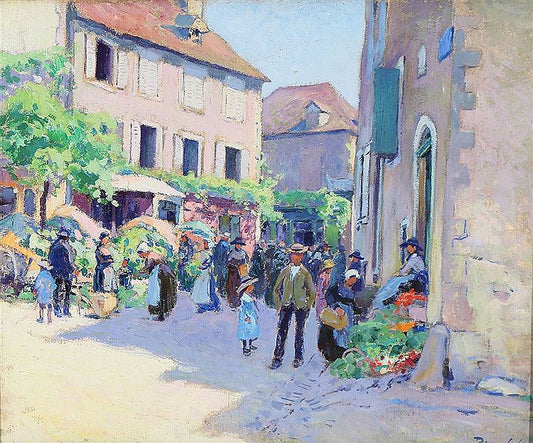 Sunny Day Market, vintage artwork by Paul Madeline, 12x8" (A4) Poster