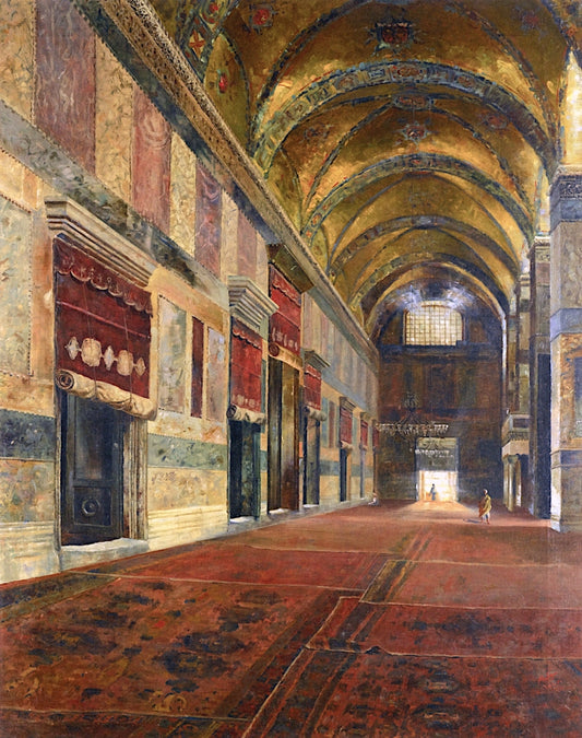 The Imperial Gate, Hagia Sophia, vintage artwork by Sevket Dag, 12x8" (A4) Poster
