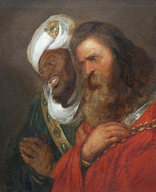 Guy of Lusignan and Saladin, vintage artwork by Jan Lievens, 12x8" (A4) Poster