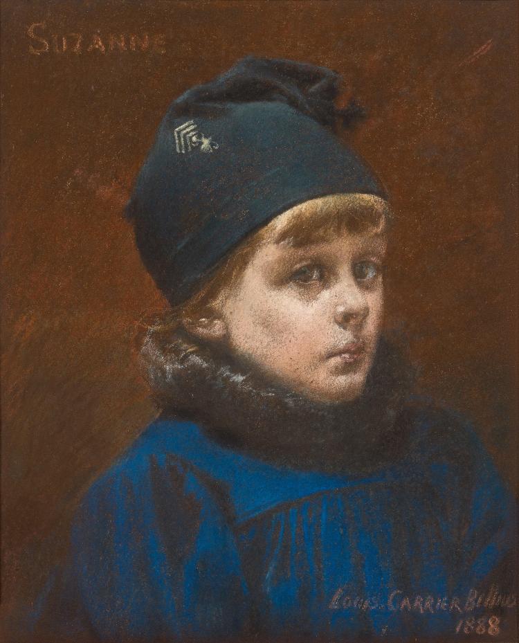 Portrait of Suzanne Carrier-Belleuse, age 7 years, vintage artwork by Louis-Robert Carrier-Belleuse, 12x8" (A4) Poster