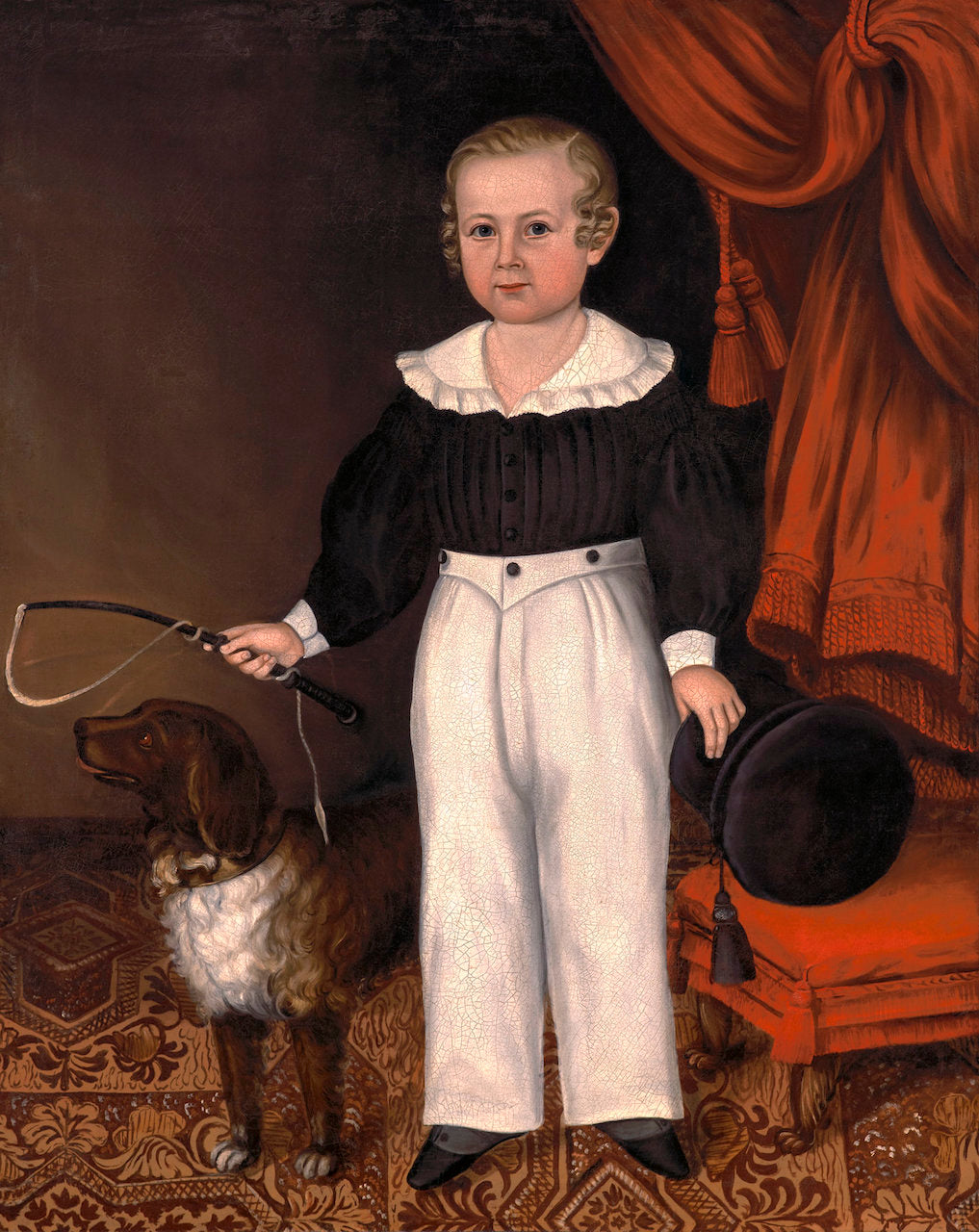 Full Length Portrait of a Young Boy with His Dog, vintage artwork by Joseph Whiting Stock, A3 (16x12") Poster Print