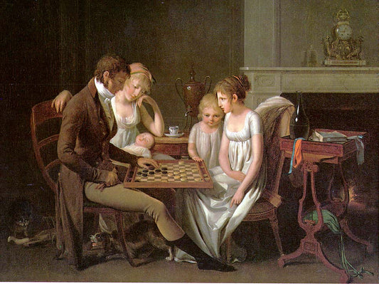 A Family Game of Checkers, vintage artwork by Louis-Leopold Boilly, 12x8" (A4) Poster