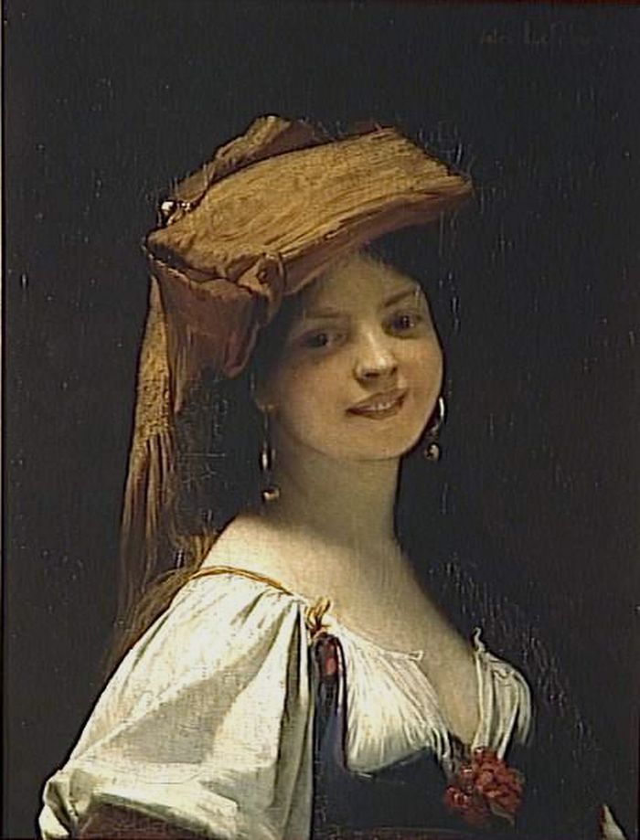 La jeune rieuse, vintage artwork by Jules Joseph Lefebvre, 12x8" (A4) Poster