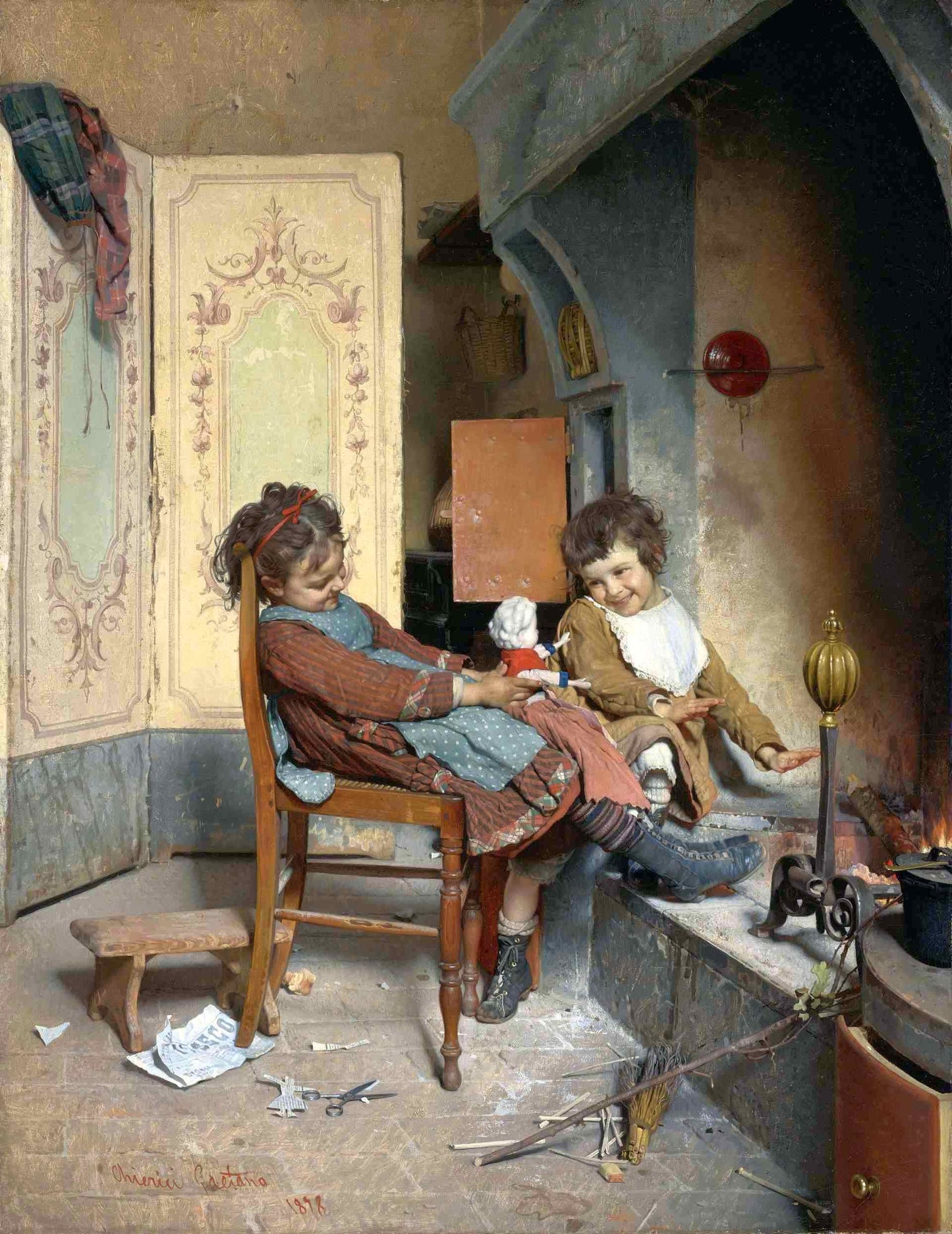 Joys of Childhood, vintage artwork by Gaetano Chierici, 12x8" (A4) Poster