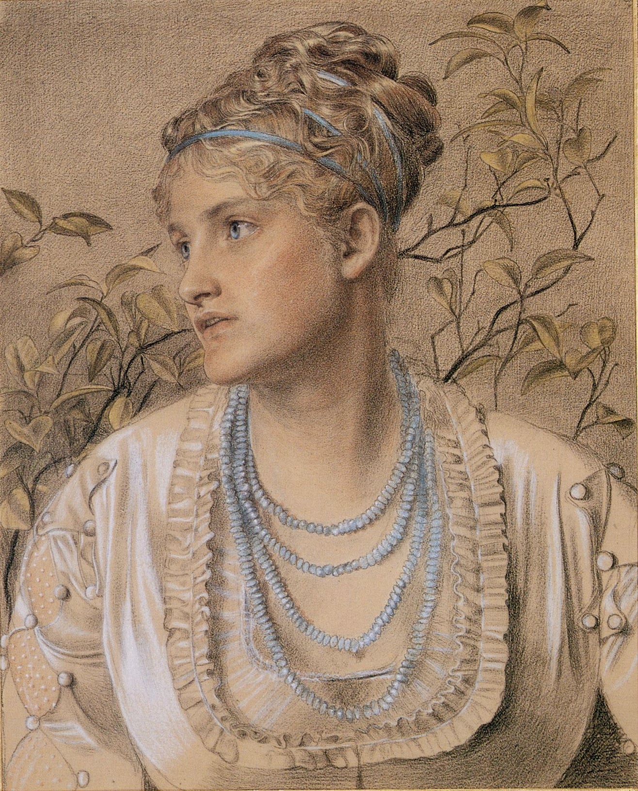 Portrait of Mrs. Sandys, vintage artwork by Anthony Frederick Sandys, 12x8" (A4) Poster
