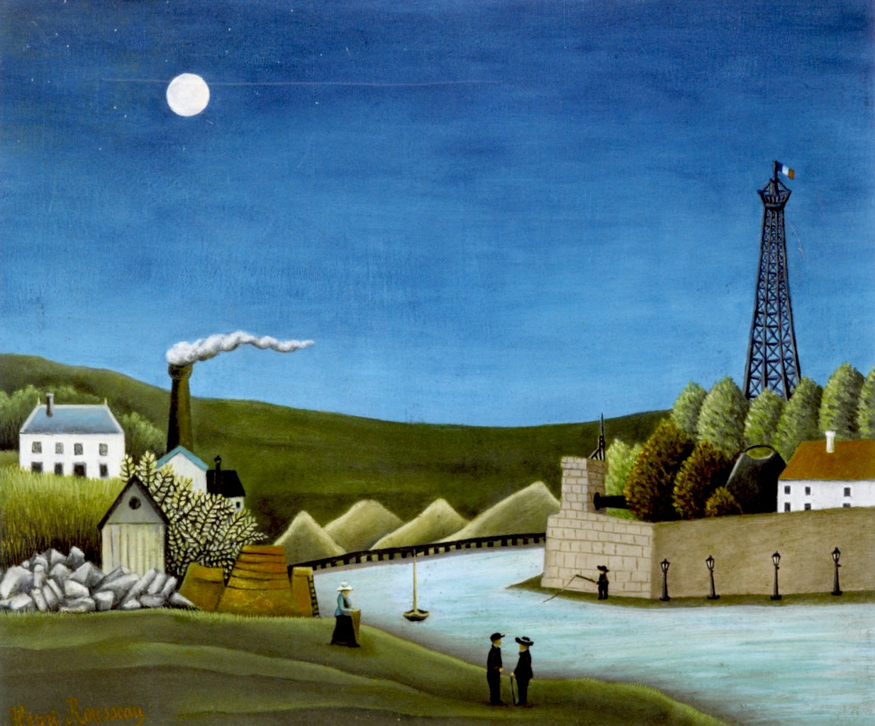 The Seine at Suresnes, vintage artwork by Henri Rousseau, 12x8" (A4) Poster