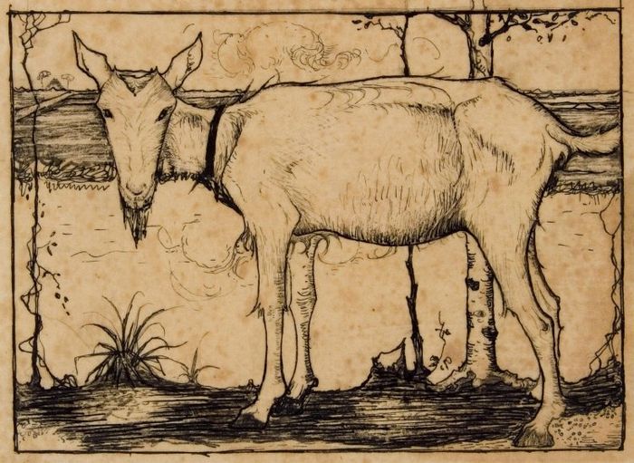 Goat in the Ditch by Jan Mankes,16x12(A3) Poster