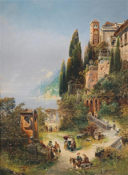 On Lake Garda, vintage artwork by Robert Alott, 12x8" (A4) Poster