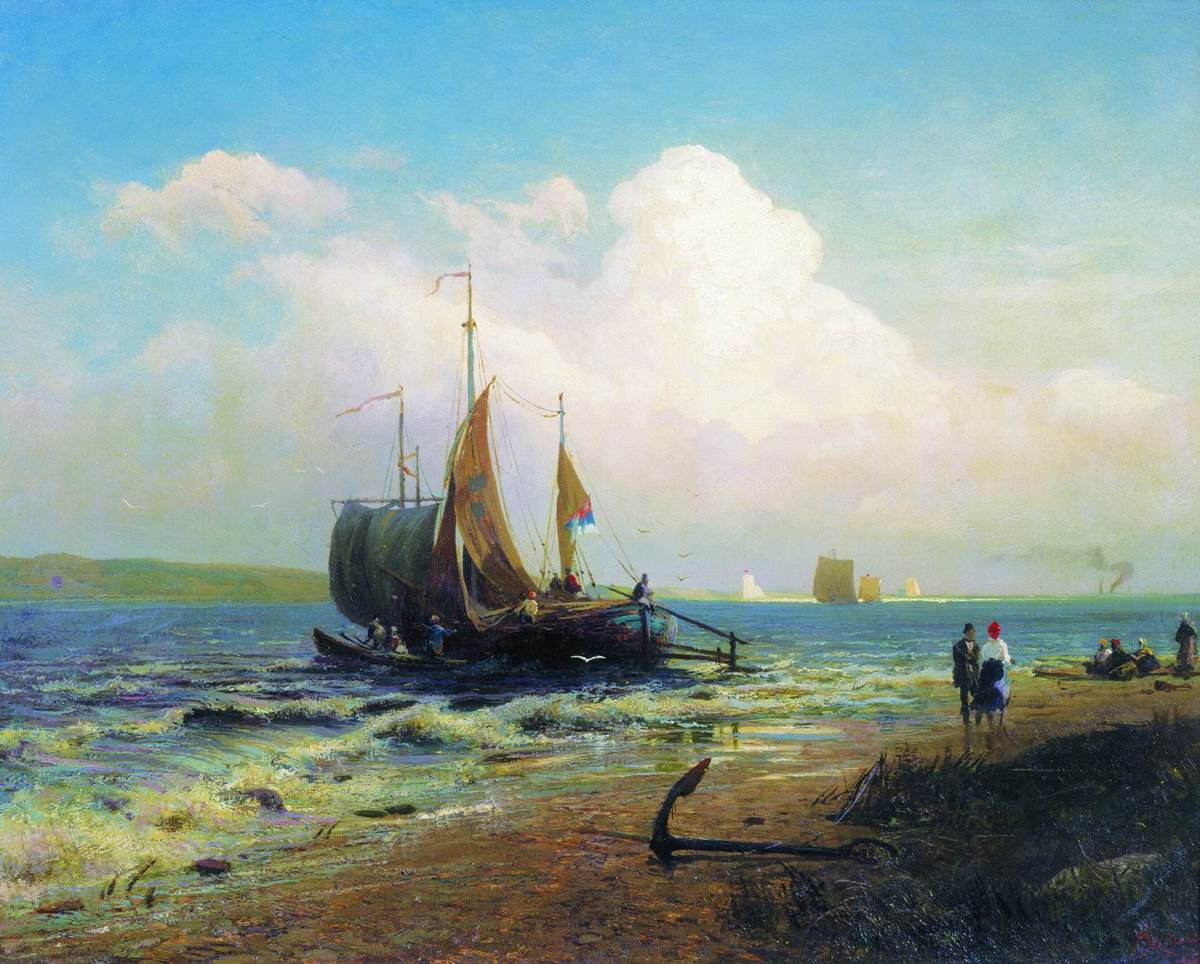 Windy Day on the River, vintage artwork by Feodor Vasilyev, 12x8" (A4) Poster
