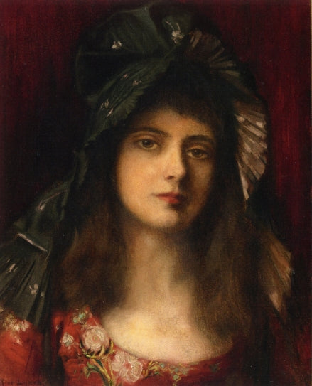 The Green Bonnet, vintage artwork by Albert Lynch, 12x8" (A4) Poster