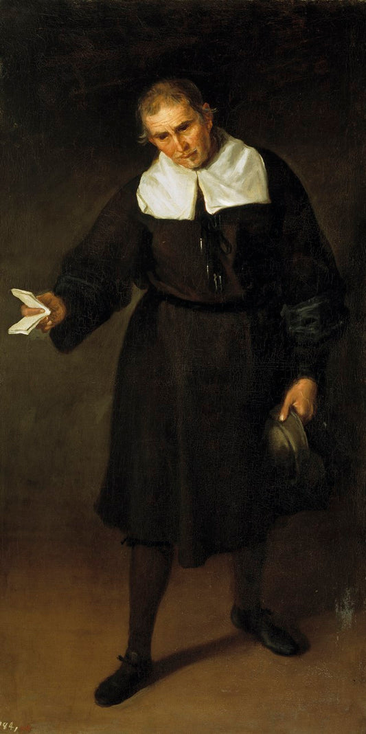 Portrait of Francisco Bazán, vintage artwork by Juan Carreño de Miranda, 12x8" (A4) Poster