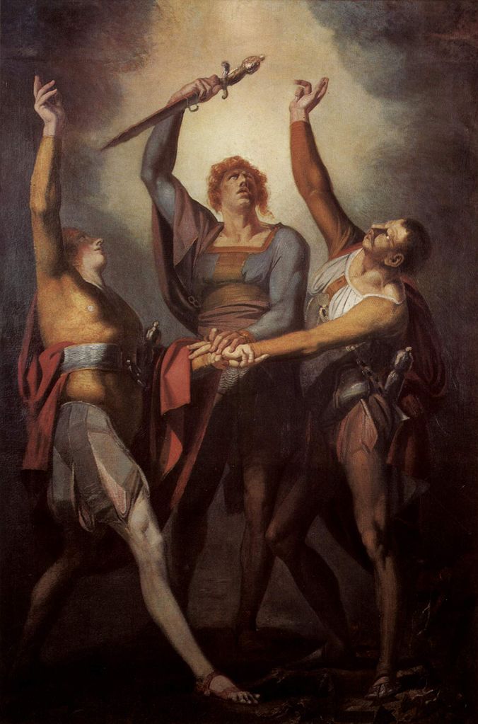 The Oath on the Ruttli, vintage artwork by Johann Heinrich Füseli, 12x8" (A4) Poster