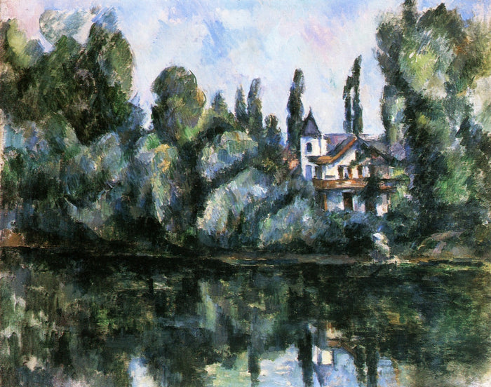 The Banks of the Marne, vintage artwork by Paul Cezanne, 12x8
