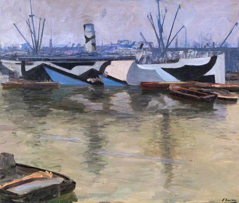 The Appam, London Docks, vintage artwork by Sir John Lavery, R.A., 12x8" (A4) Poster