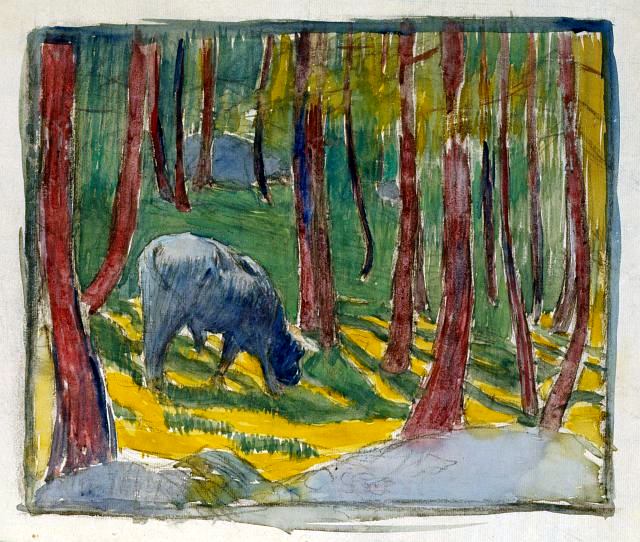 Cow grazing in the forest by Giovanni Giacometti,A3(16x12")Poster
