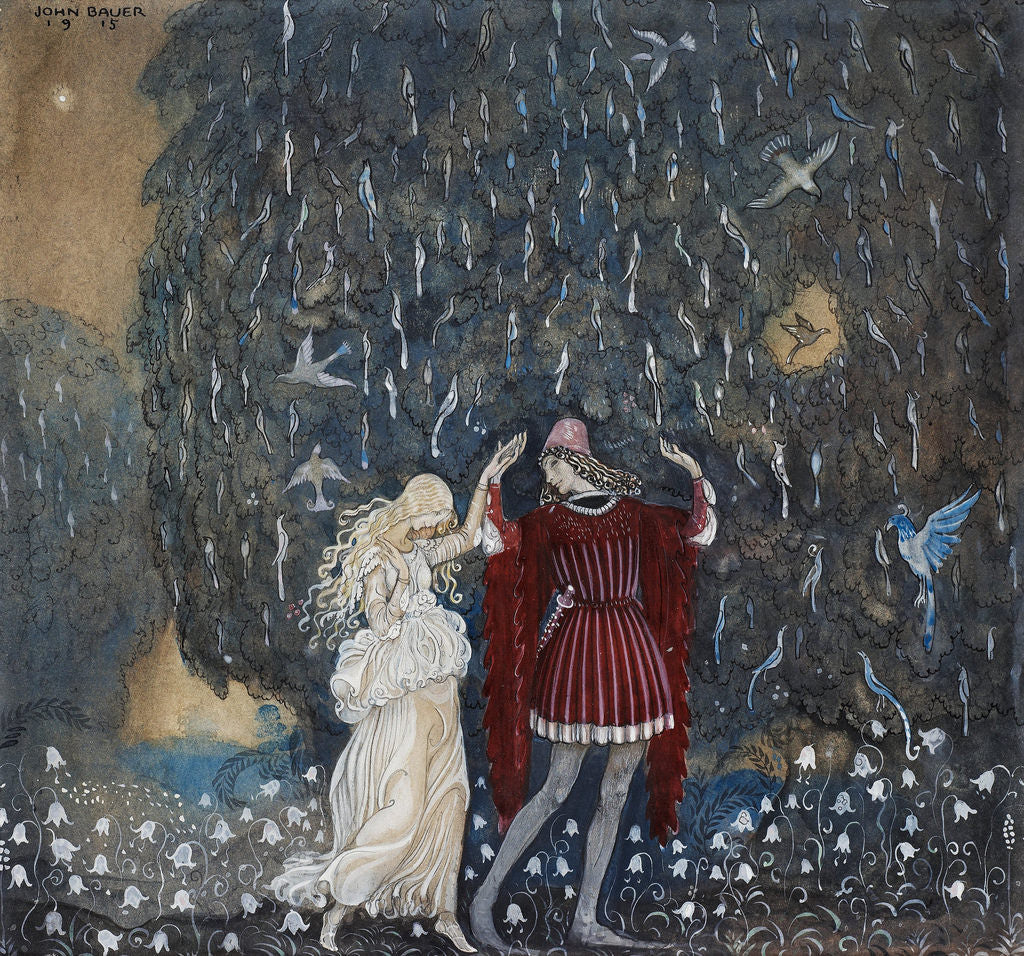 Lena Dances with the Knight, vintage artwork by John Bauer, 12x8" (A4) Poster