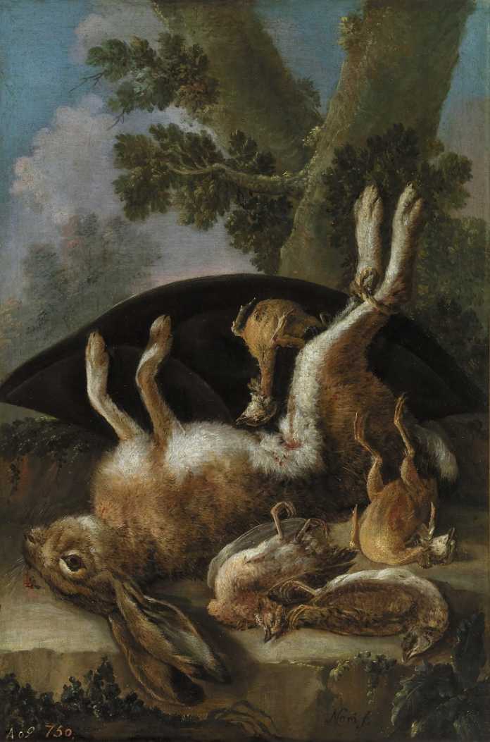 Still life of hunting, vintage artwork by Mariano Nani, 12x8" (A4) Poster