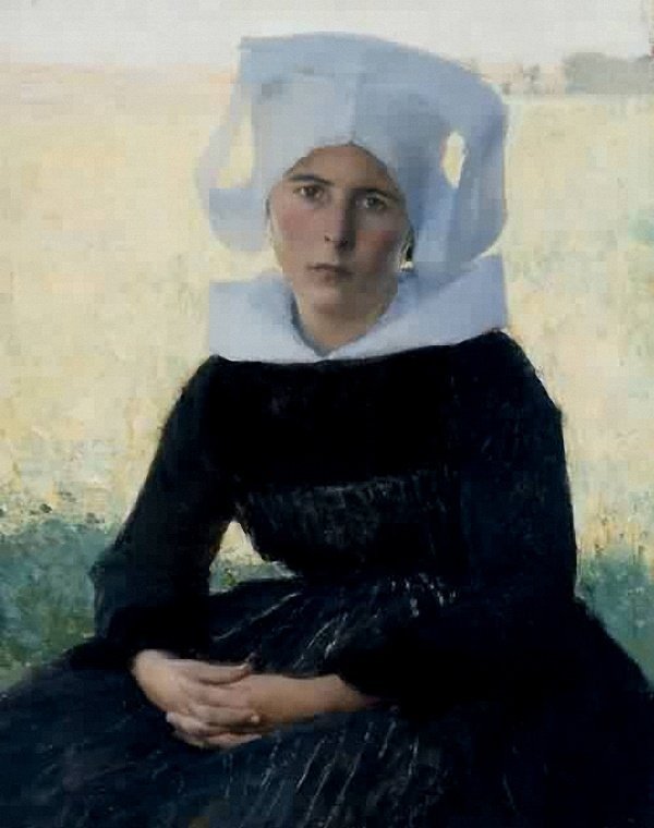  Breton Costume Seated in a Meadow by Pascal Dagnan-Bouveret,A3(16x12")Poster