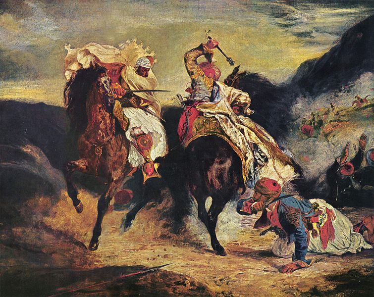 Combat of the Giaour and the Pasha, vintage artwork by Eugène Delacroix, A3 (16x12") Poster Print