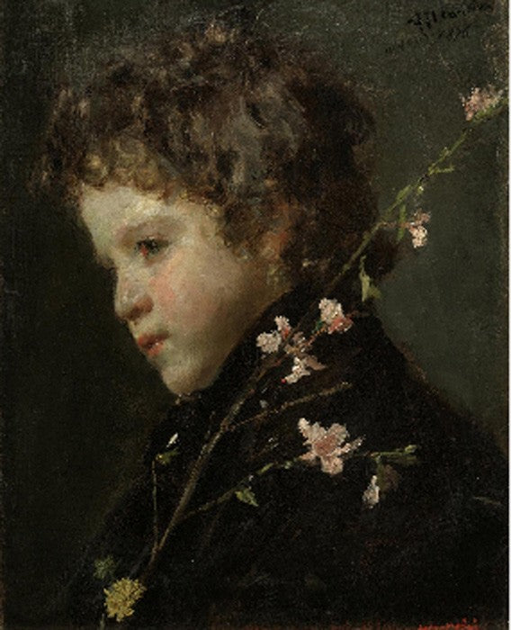 Almond Blossoms, vintage artwork by Antonio Mancini, 12x8" (A4) Poster