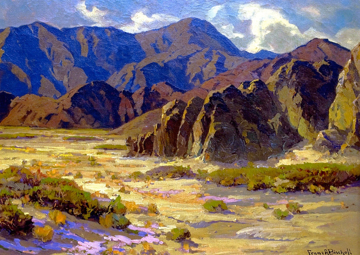 Desert Mountains, Coachella Valley, vintage artwork by Franz Bischoff, 12x8" (A4) Poster
