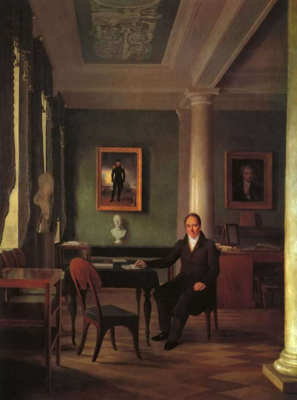 Portrait of V.P. Kochubey, vintage artwork by Alexei Venetsianov, 12x8" (A4) Poster