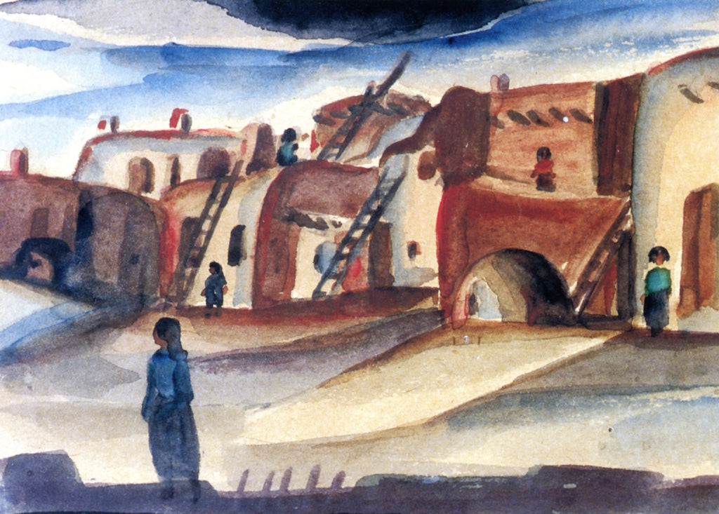 Indian Pueblo, vintage artwork by Frank Applegate, 12x8" (A4) Poster