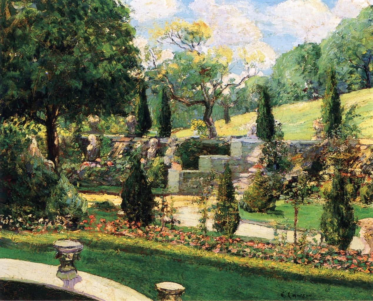 An Estate on the Hudson, vintage artwork by Ernest Lawson, 12x8" (A4) Poster