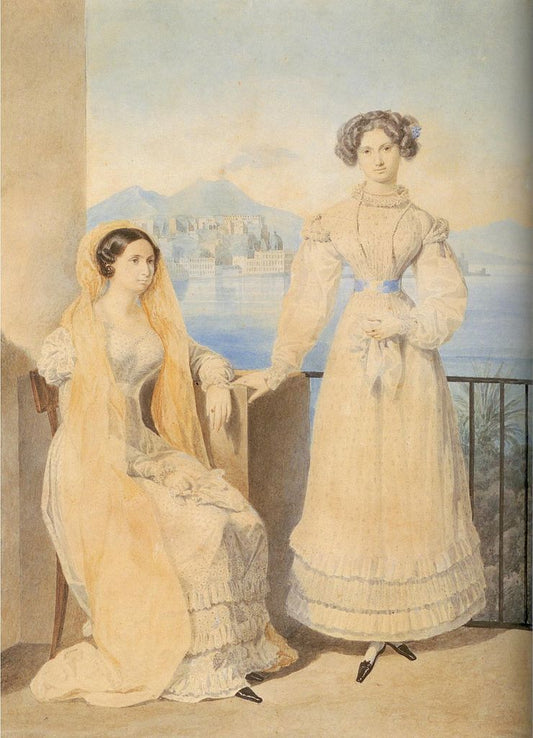 Portrait of Countess Dorothea von Tiesenhausen and Her Sister Catherine, vintage artwork by Alexander Brulloff, A3 (16x12") Poster Print