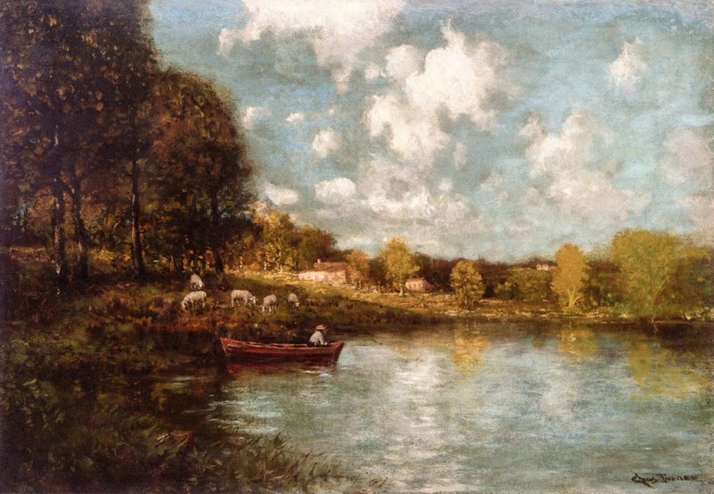 Man Fishing from a Boat by Julian Onderdonk,16x12(A3) Poster