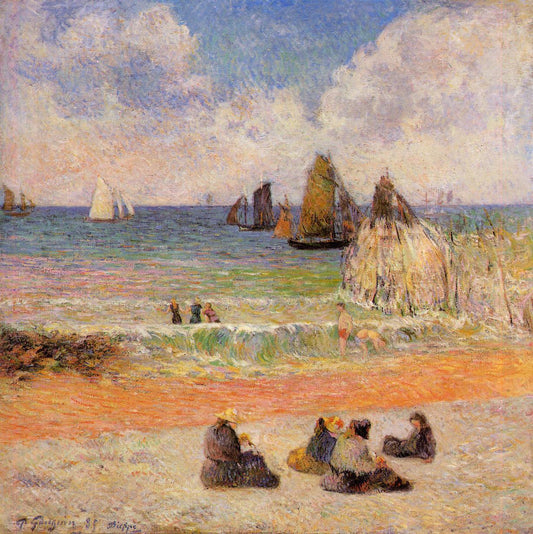 Bathing, Dieppe, vintage artwork by Paul Gauguin, 12x8" (A4) Poster