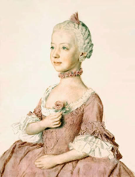 Portrait of Maria Carolina of Austria, vintage artwork by Jean-Étienne Liotard, 12x8" (A4) Poster