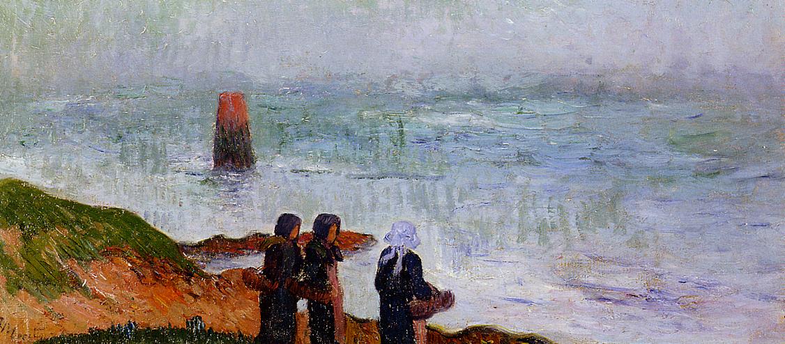 Breton Women by  the Sea, vintage artwork by Henry Moret, 12x8" (A4) Poster
