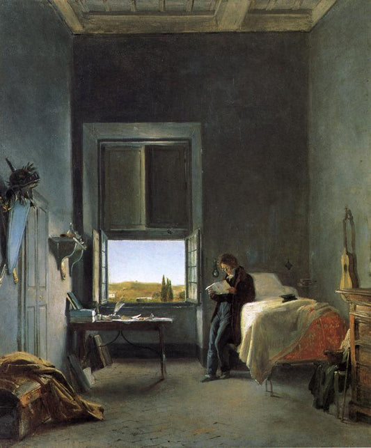 The Artist in His Room at the Villa Medici, Rome, vintage artwork by Leon Cogniet, A3 (16x12") Poster Print