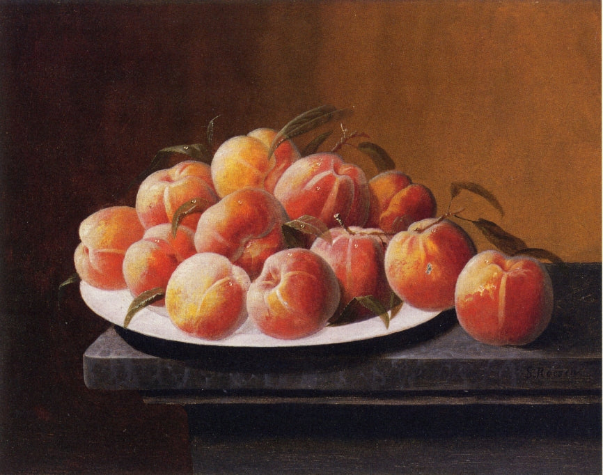 Peaches with Dew in a Bowl, vintage artwork by Severin Roesen, A3 (16x12") Poster Print