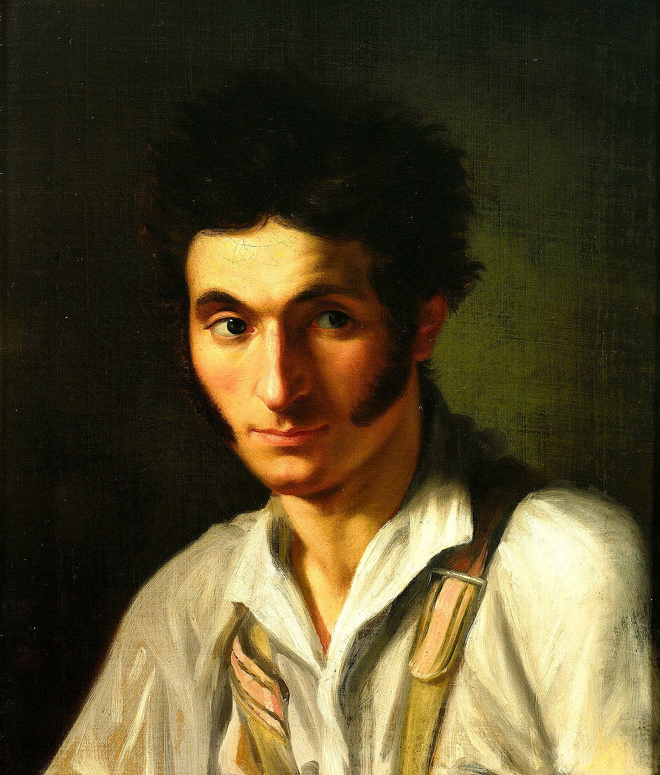 Portrait of a young man, vintage artwork by Marie Ellenrieder, 12x8" (A4) Poster