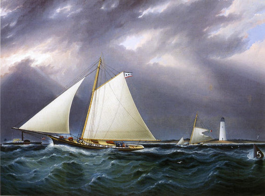 The Match between the Yachts 'Vision' and 'Meta' - Rough Weather, vintage artwork by James E. Buttersworth, A3 (16x12") Poster Print