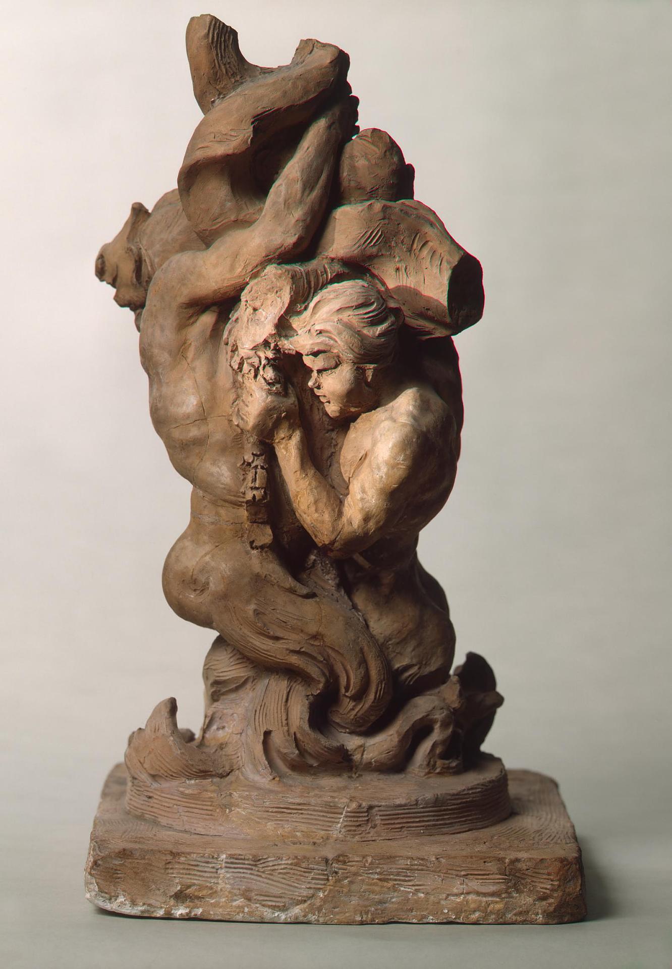Triton with Dolphins, vintage artwork by Gian Lorenzo Bernini, 12x8" (A4) Poster