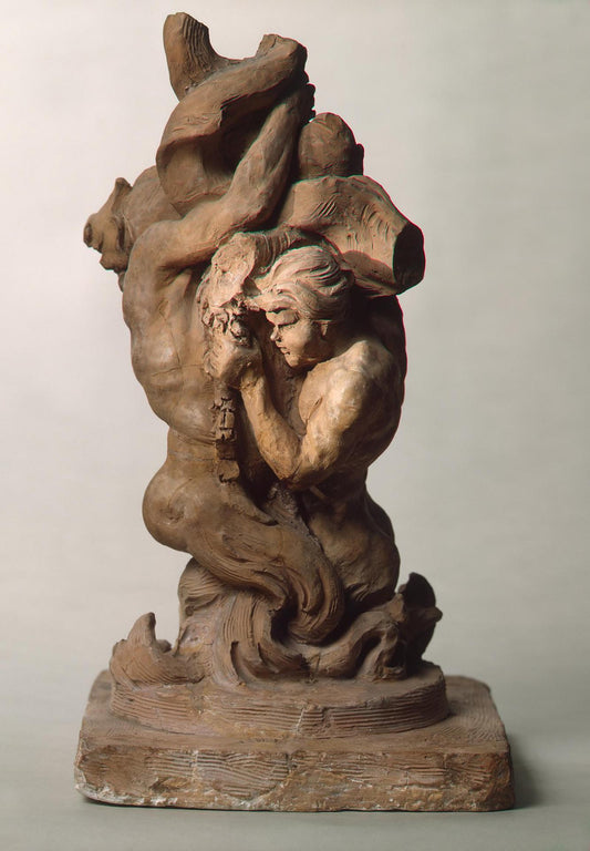 Triton with Dolphins, vintage artwork by Gian Lorenzo Bernini, 12x8" (A4) Poster