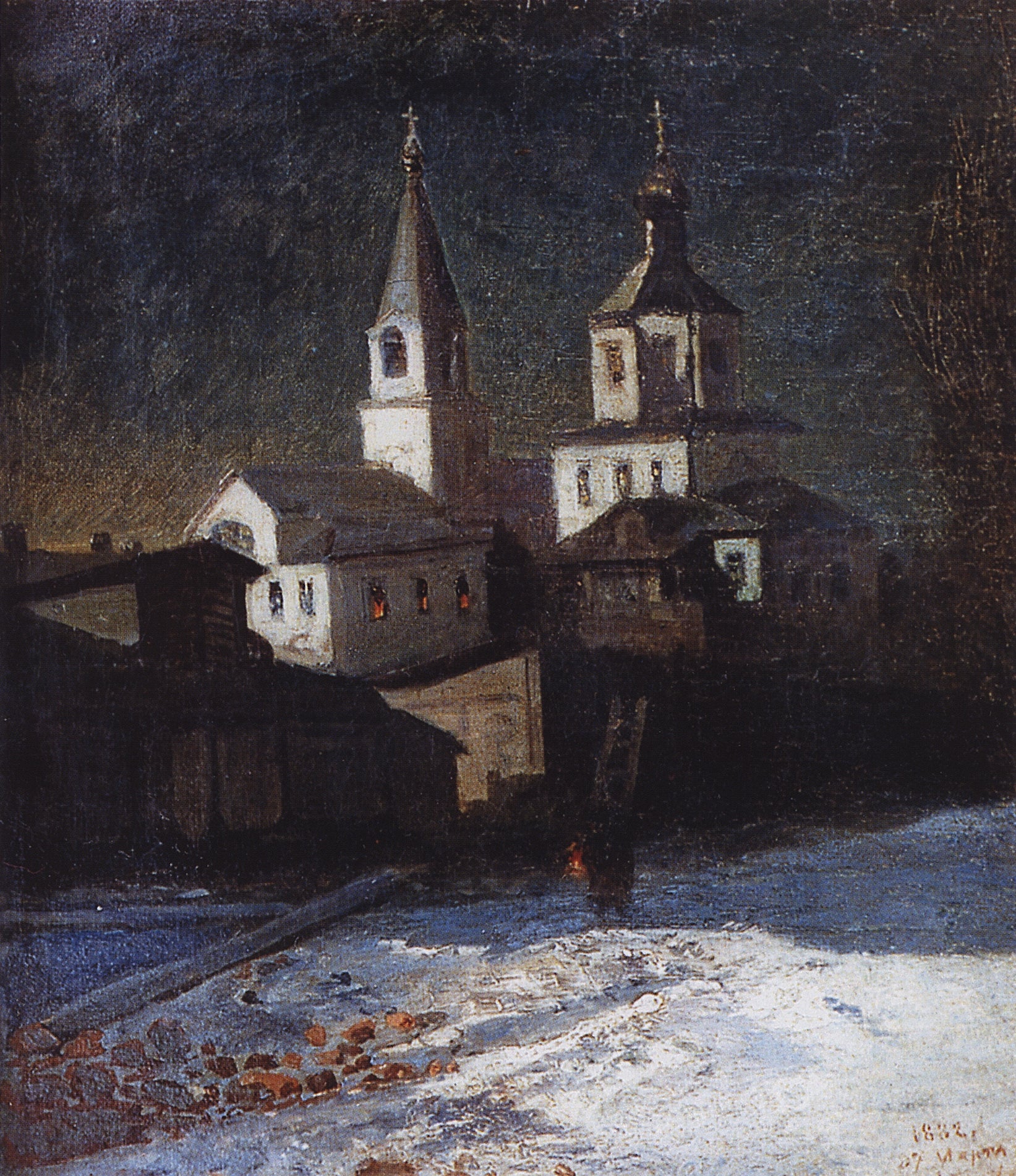 A Church in Moscow, vintage artwork by Alexei Kondratyevich Savrasov, 12x8" (A4) Poster