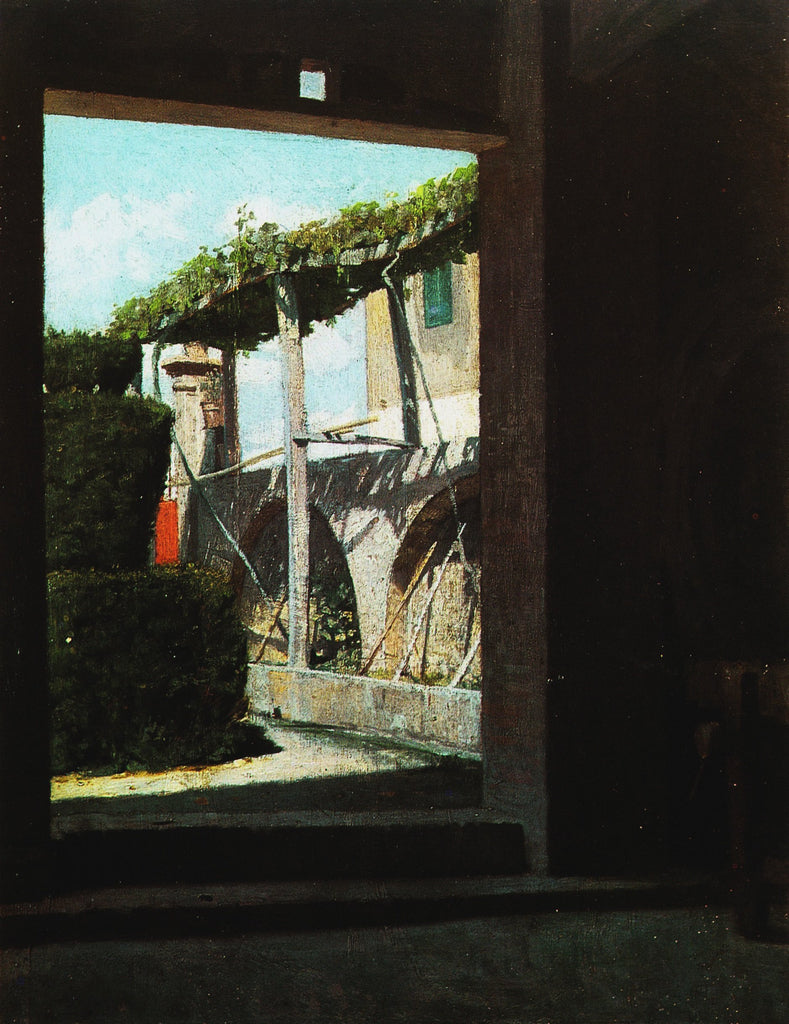 View from the cellar of Diego Martelli, vintage artwork by Giuseppe Abbati, 12x8" (A4) Poster