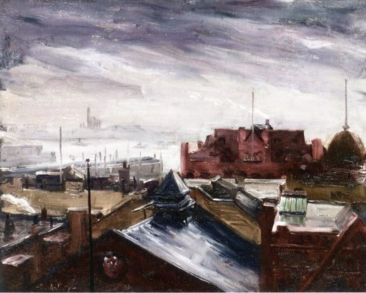 Rooftops, Hoboken, vintage artwork by Hendrik J. Glintenkamp, 12x8" (A4) Poster