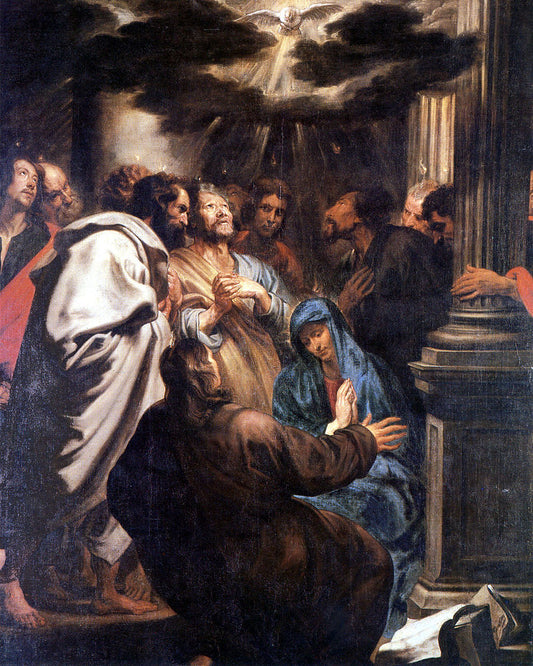 The Descent of the Holy Spirits, vintage artwork by Anthony van Dyck, 12x8" (A4) Poster